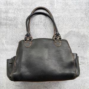 Cole Haan Large Black Leather Shoulder Tote Bag.